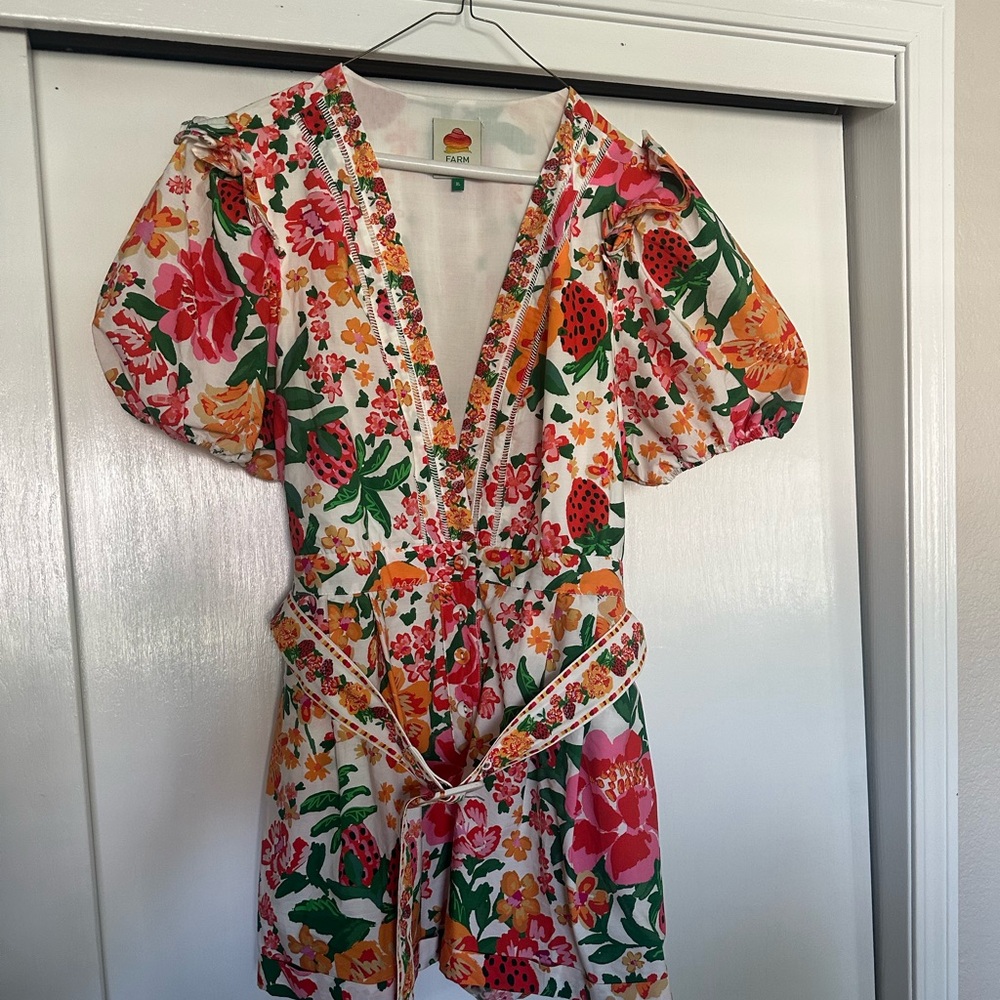FARM Rio Colorful Floral V-Neck Romper